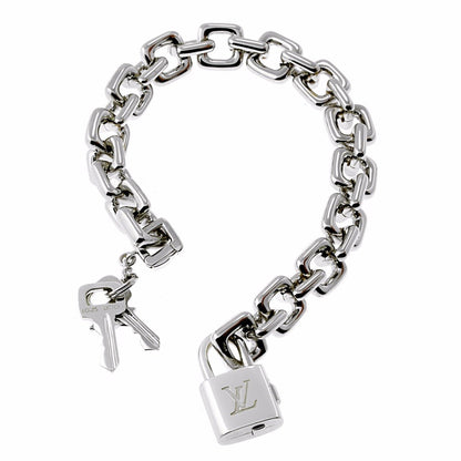 Lothtuis Vuithttton Padlock Charm White Gold Bracelet