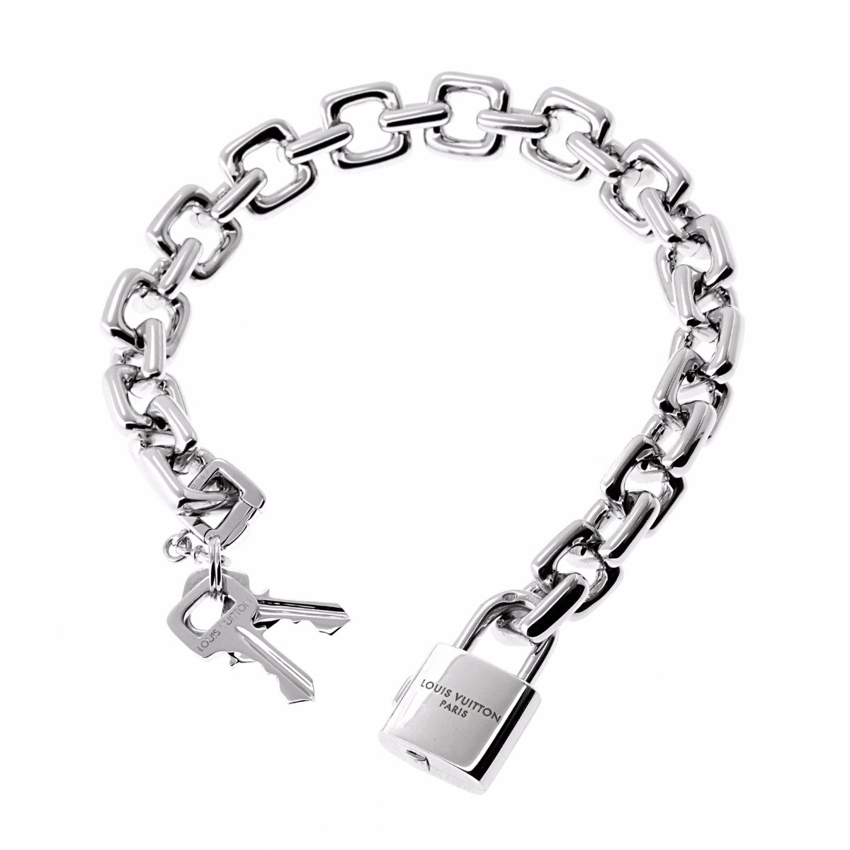 Lothtuis Vuithttton Padlock Charm White Gold Bracelet
