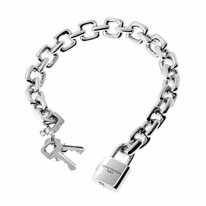 Lothtuis Vuithttton Padlock Charm White Gold Bracelet
