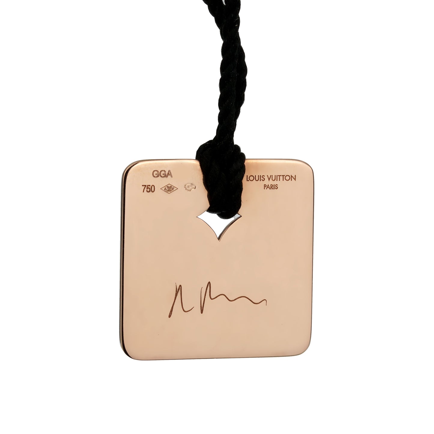 Lothtuis Vuithttton 18k Rose Gold Dog Tag Pendant Necklace