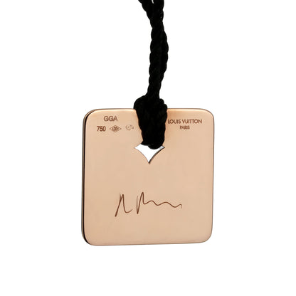 Lothtuis Vuithttton 18k Rose Gold Dog Tag Pendant Necklace