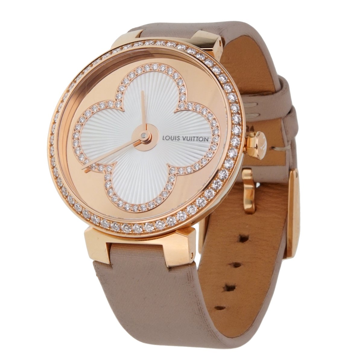 Lothtuis Vuithttton Tambour Blossom 35 Rose Gold Diamond Watch