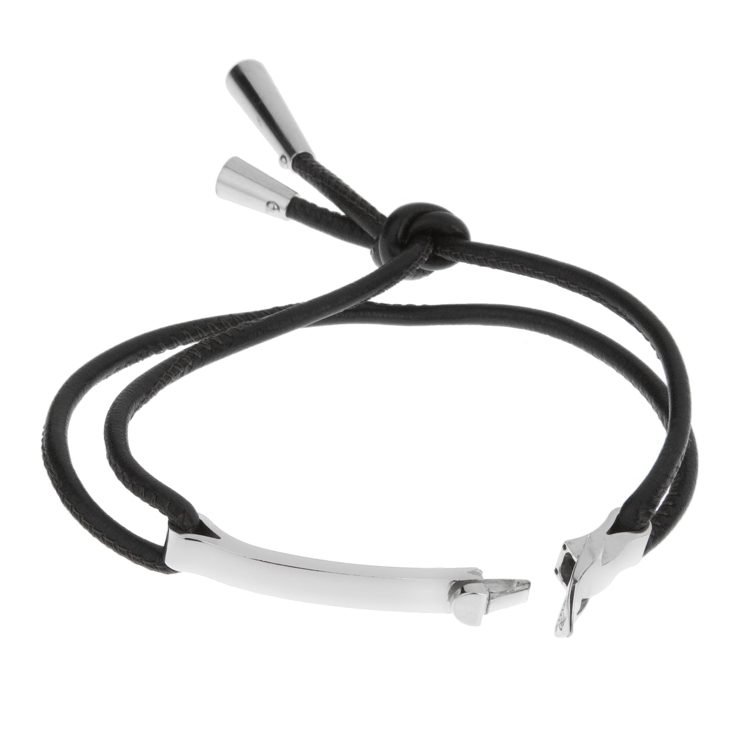 Lothtuis Vuithttton 18kt White Gold Bangle Leather Bracelet