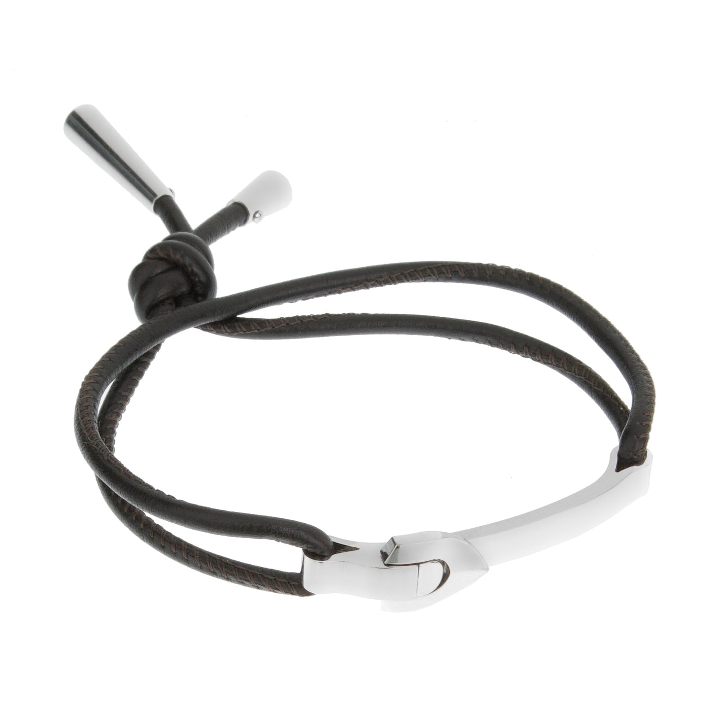 Lothtuis Vuithttton 18kt White Gold Bangle Leather Bracelet