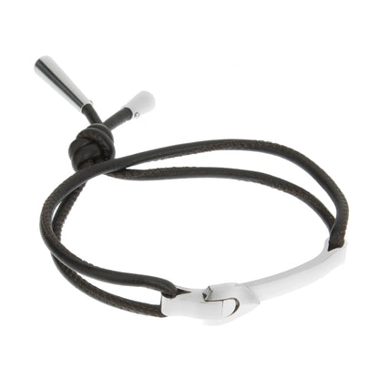 Lothtuis Vuithttton 18kt White Gold Bangle Leather Bracelet