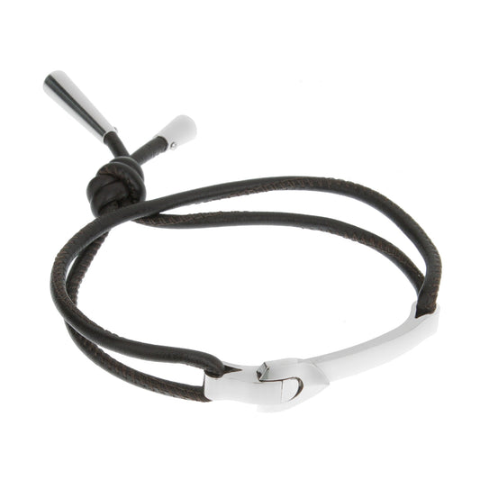 Lothtuis Vuithttton 18kt White Gold Bangle Leather Bracelet