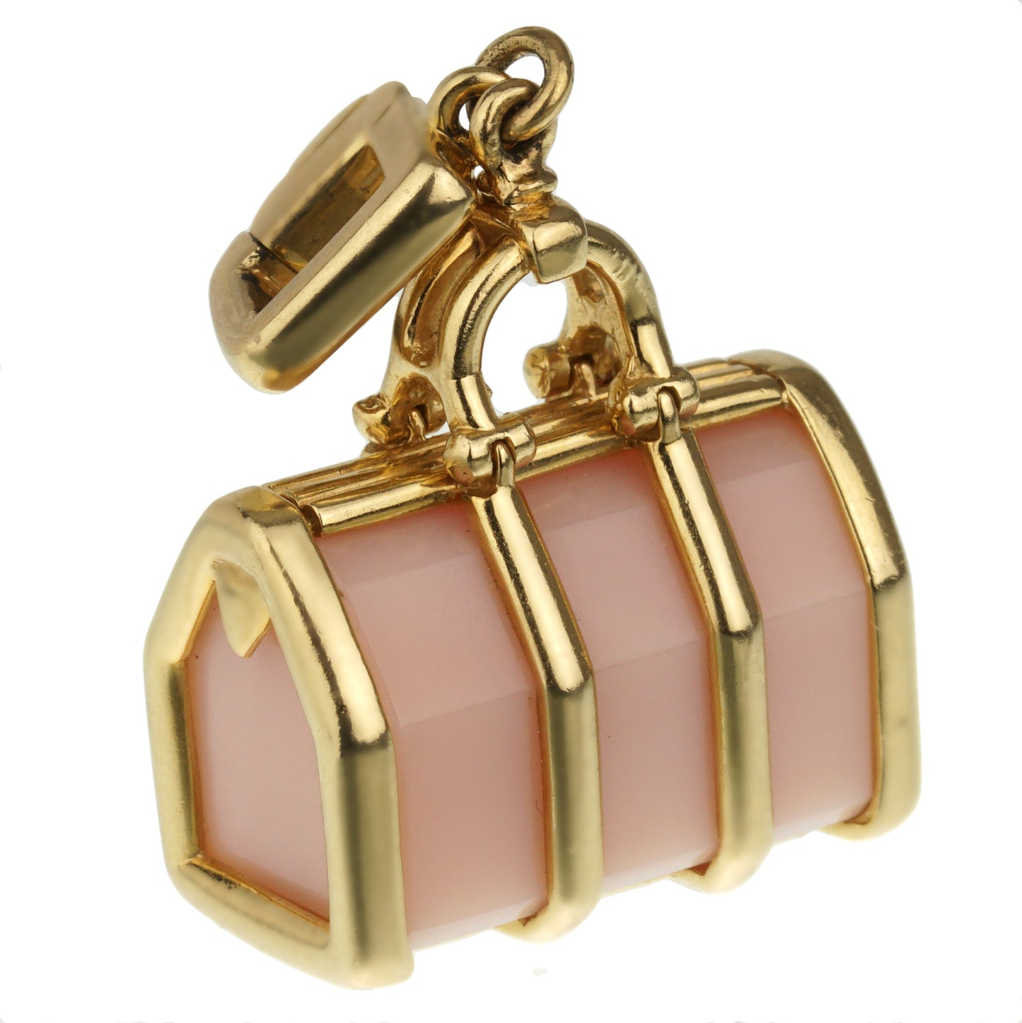 Lothtuis Vuithttton 18k Yellow Gold Rose Quartz Bag Charm