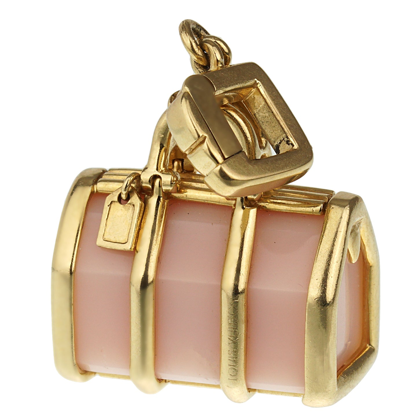 Lothtuis Vuithttton 18k Yellow Gold Rose Quartz Bag Charm