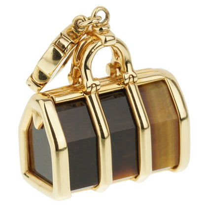 Lothtuis Vuithttton 18k Yellow Gold Tiger Eye Bag Charm Pendant