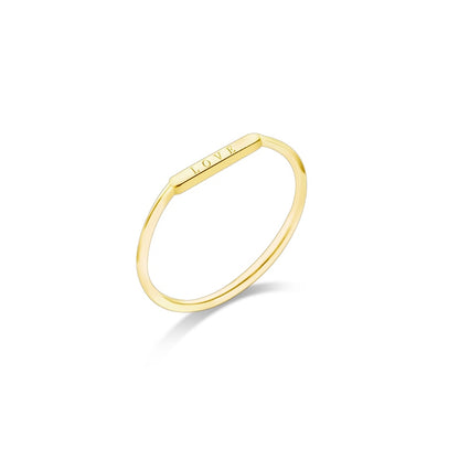 Love Ring 14k Solid White Gold Minimal Design Female Band