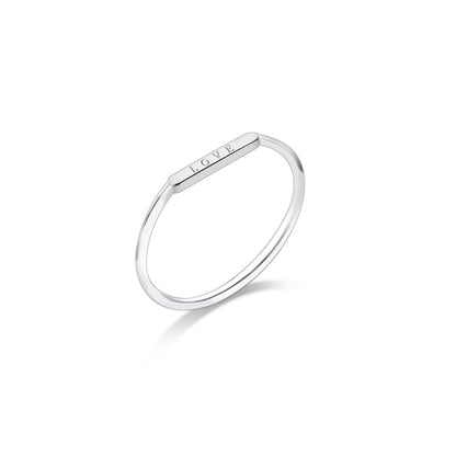 Love Ring 14k Solid White Gold Minimal Design Female Band