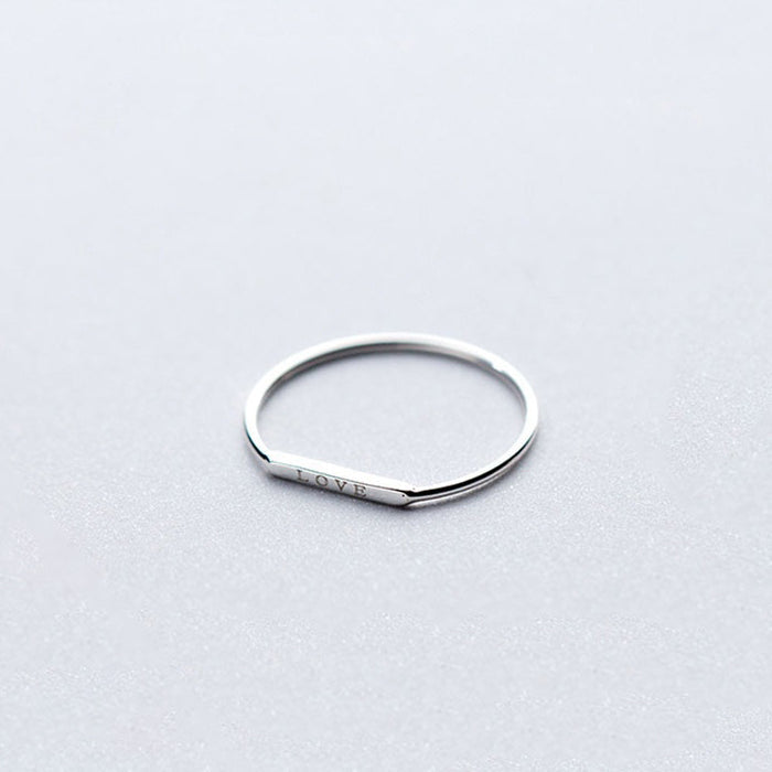 Love Ring 14k Solid White Gold Minimal Design Female Band
