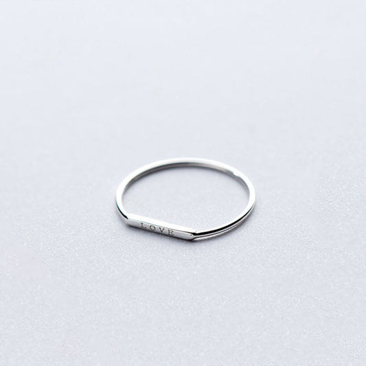 Love Ring 14k Solid White Gold Minimal Design Female Band