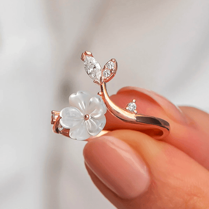 Sterling Silver Magnolia Flower Adjustable Women's Ring