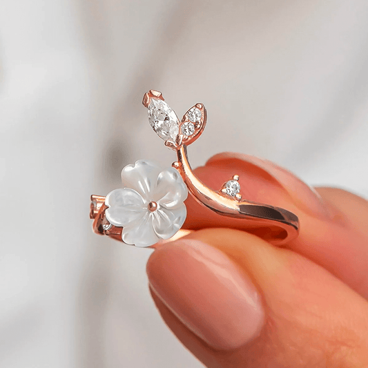 Sterling Silver Magnolia Flower Adjustable Women's Ring