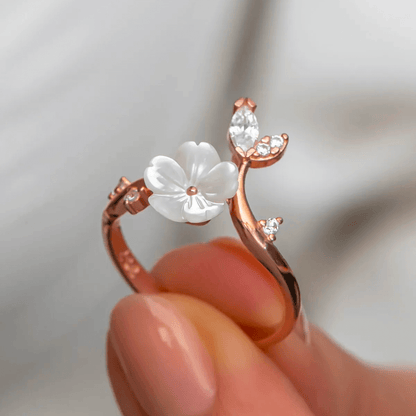 Sterling Silver Magnolia Flower Adjustable Women's Ring