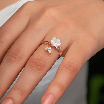 Sterling Silver Magnolia Flower Adjustable Women's Ring