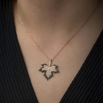 Maple Leaf Necklace 925 Silver Plant Pendant