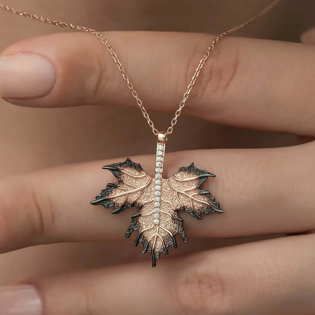 Maple Leaf Necklace 925 Silver Plant Pendant
