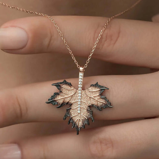 Maple Leaf Necklace 925 Silver Plant Pendant
