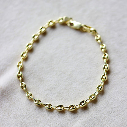 Mariner Chain Bracelet for Women Rose Gold Silver Puffed Link