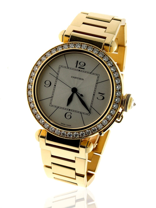 Mens Carthttier Pasha Yellow Diamond Watch WJ1203H9