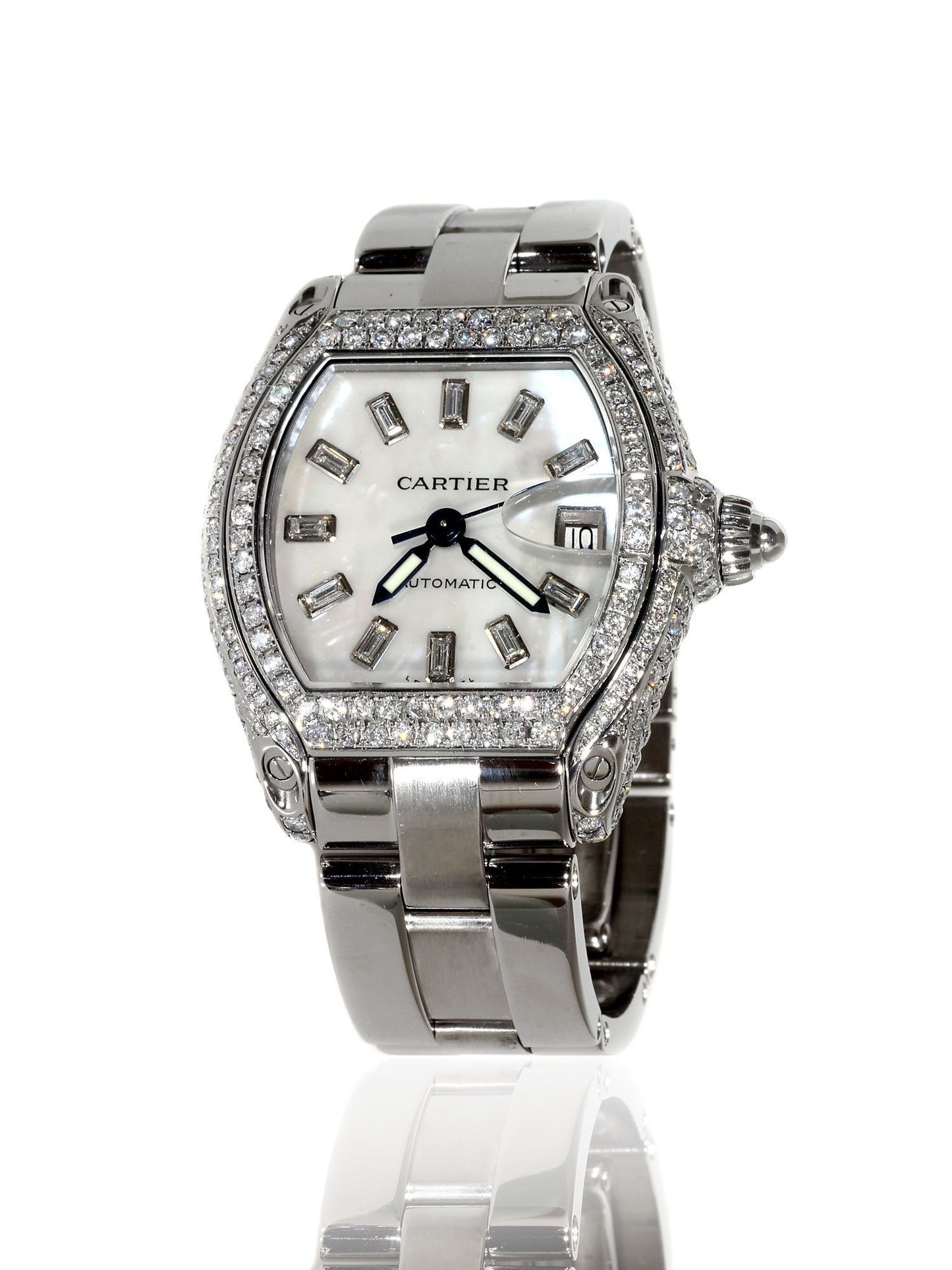 Mens Carthttier Roadster Stainless Steel Diamond Watch