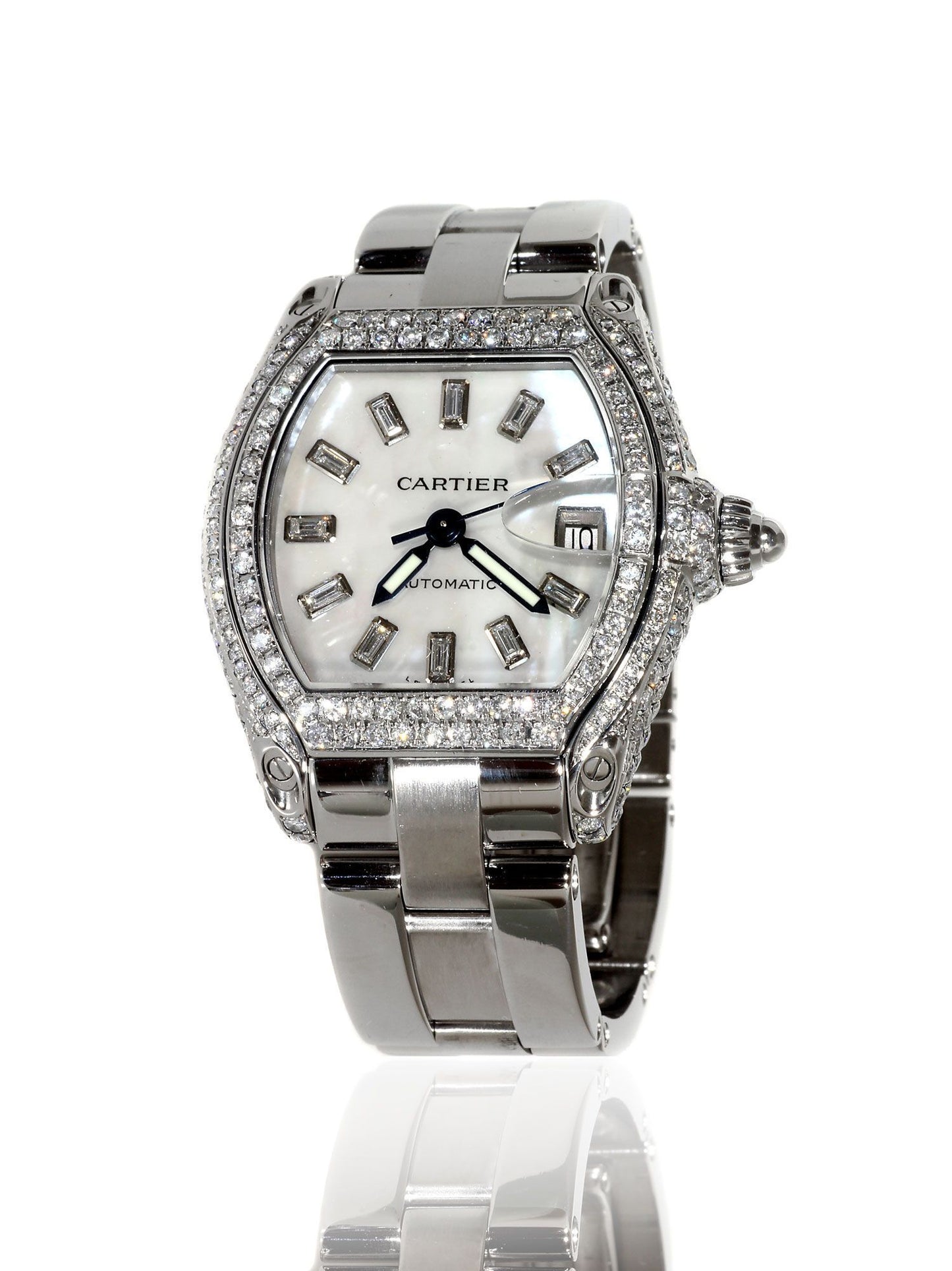 Mens Carthttier Roadster Stainless Steel Diamond Watch
