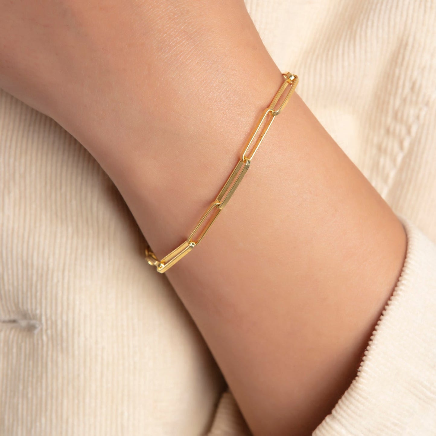 Sterling Silver Paperclip Chain Bracelet for Women