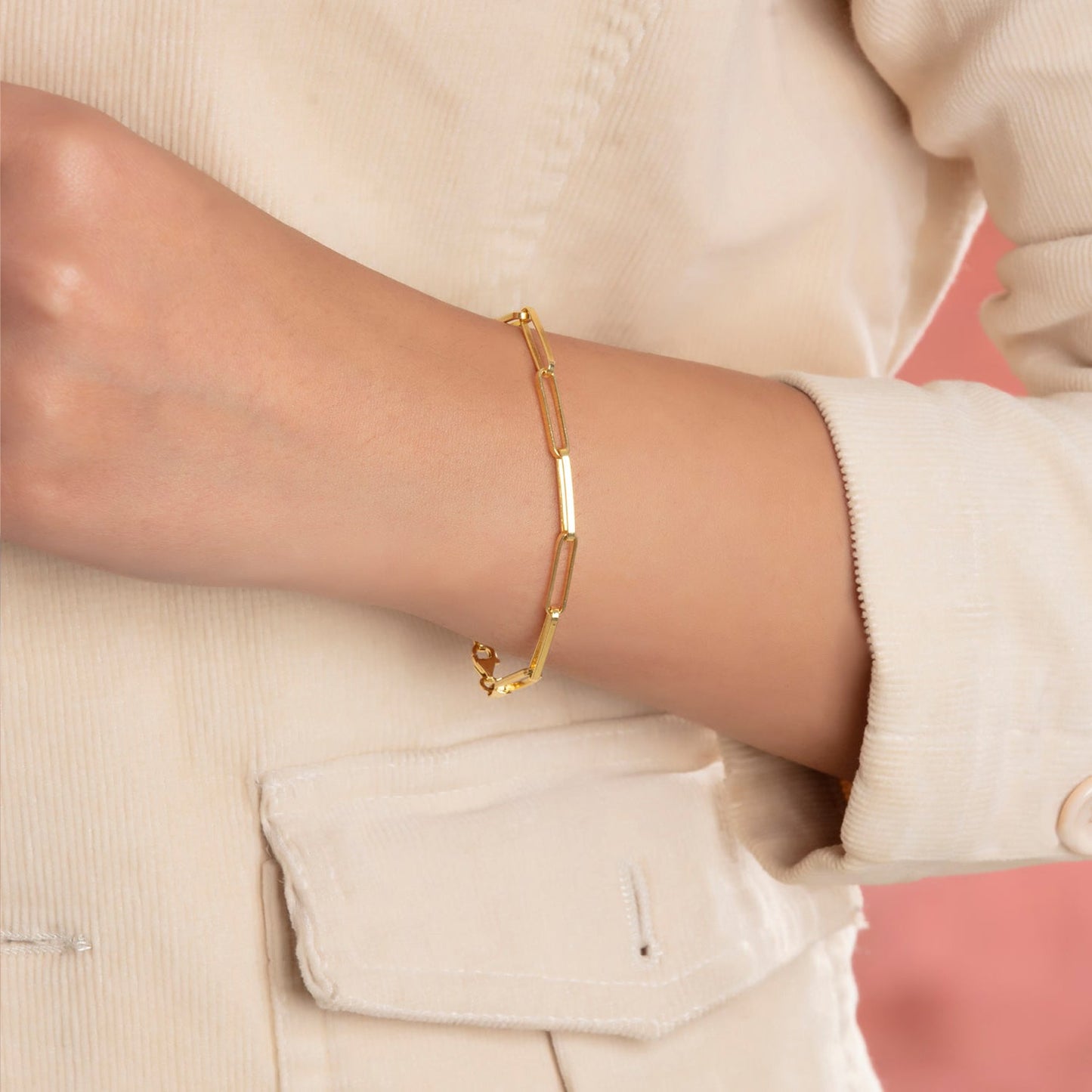 Sterling Silver Paperclip Chain Bracelet for Women