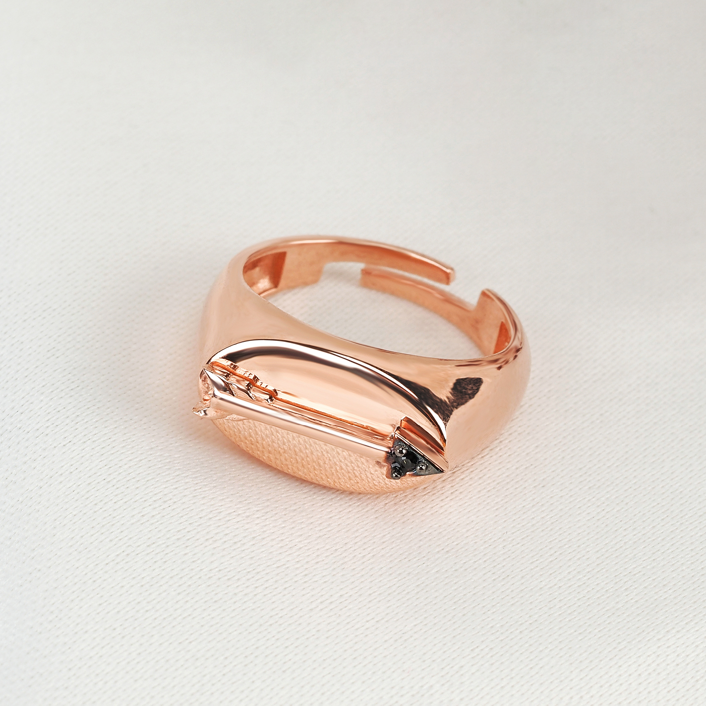 Arrow Signet Ring 925 Silver Adjustable Band