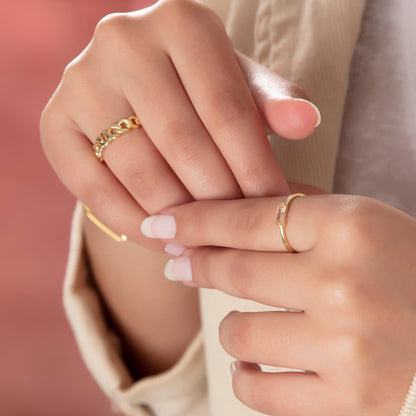 Curb Chain Ring in Solid Silver Dainty Jewelry