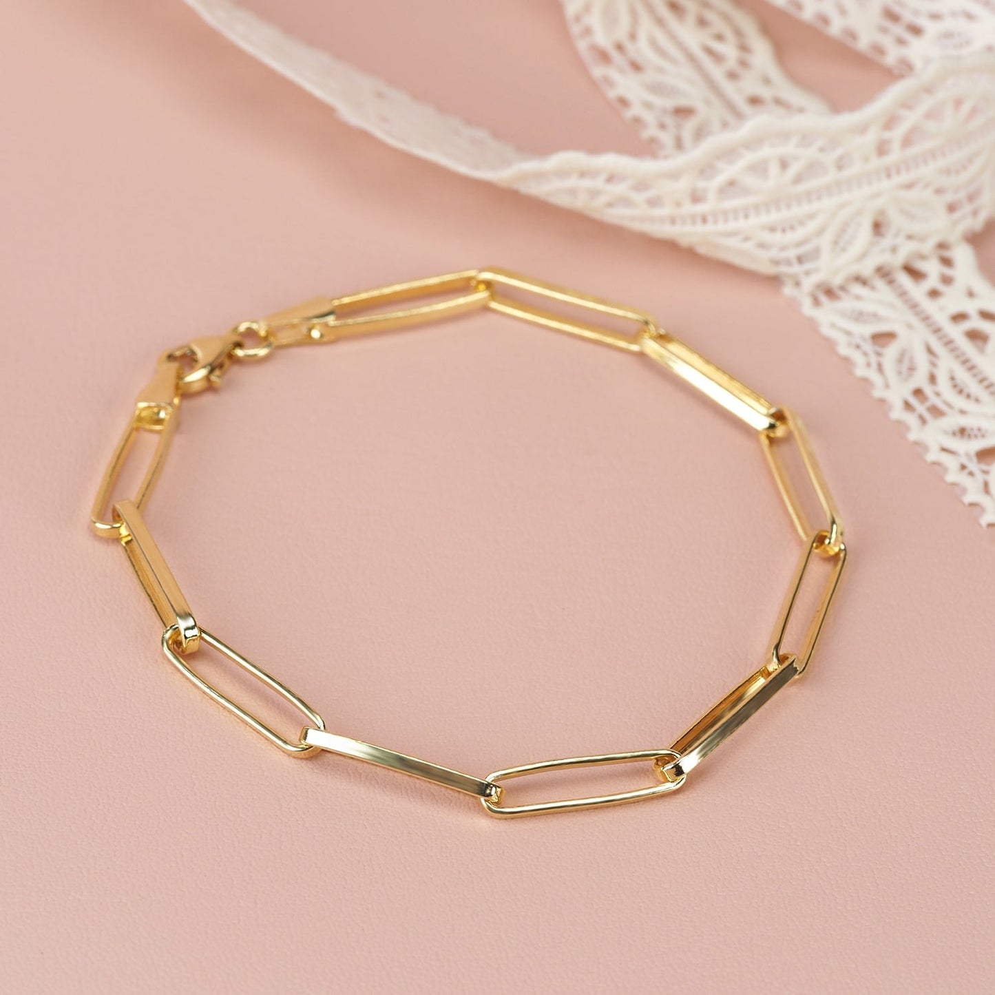 Sterling Silver Paperclip Chain Bracelet for Women