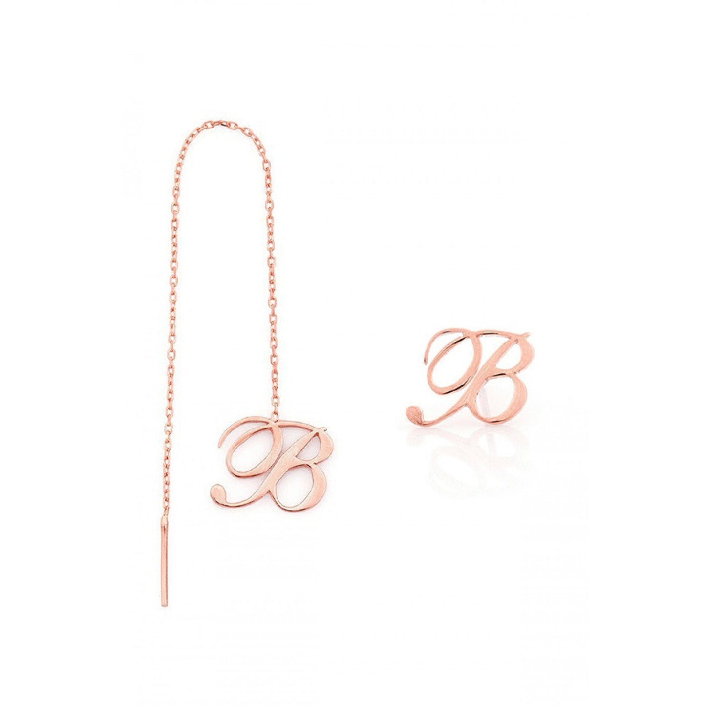 Mismatched Earrings Chain with Letter Stud