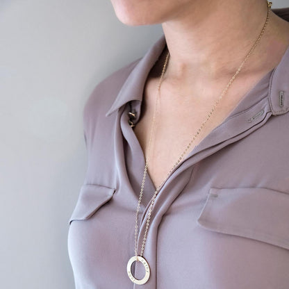 Mom Necklace Personalized Circle Charm with Name