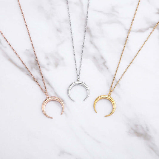 Inverted Moon Necklace in Rose Gold Vermeil Best Friend Gift