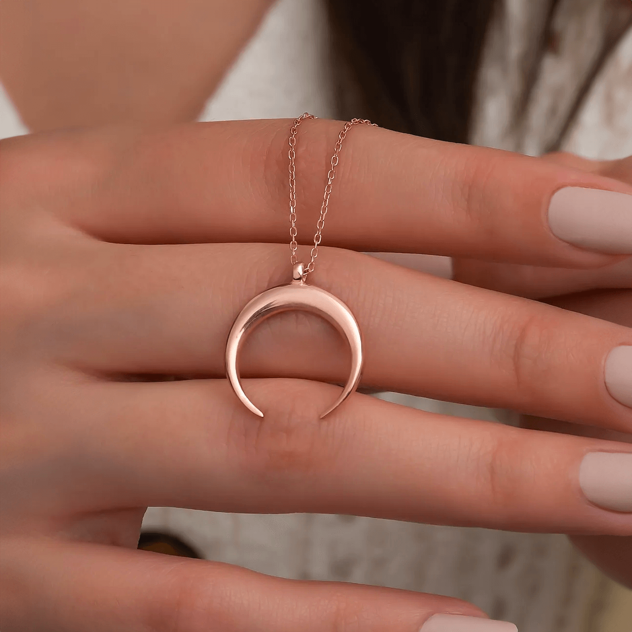 Inverted Moon Necklace in Rose Gold Vermeil Best Friend Gift