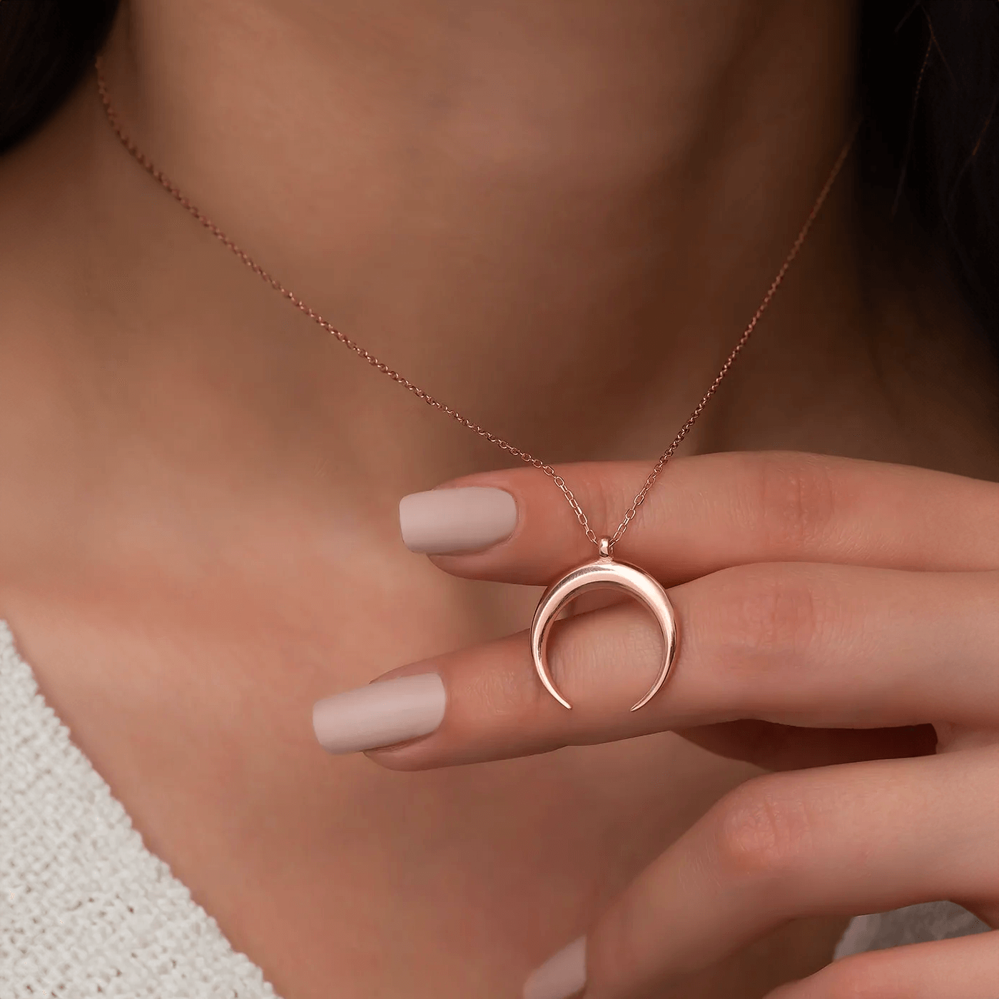 Inverted Moon Necklace in Rose Gold Vermeil Best Friend Gift
