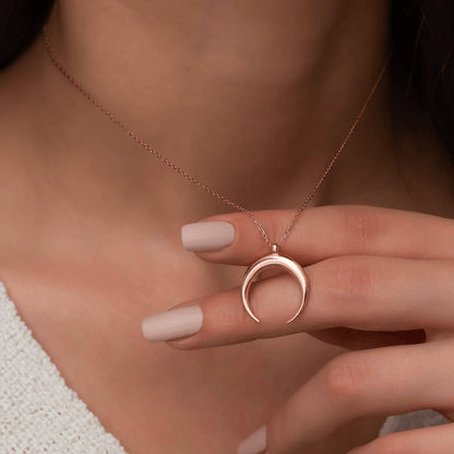 Inverted Moon Necklace in Rose Gold Vermeil Best Friend Gift