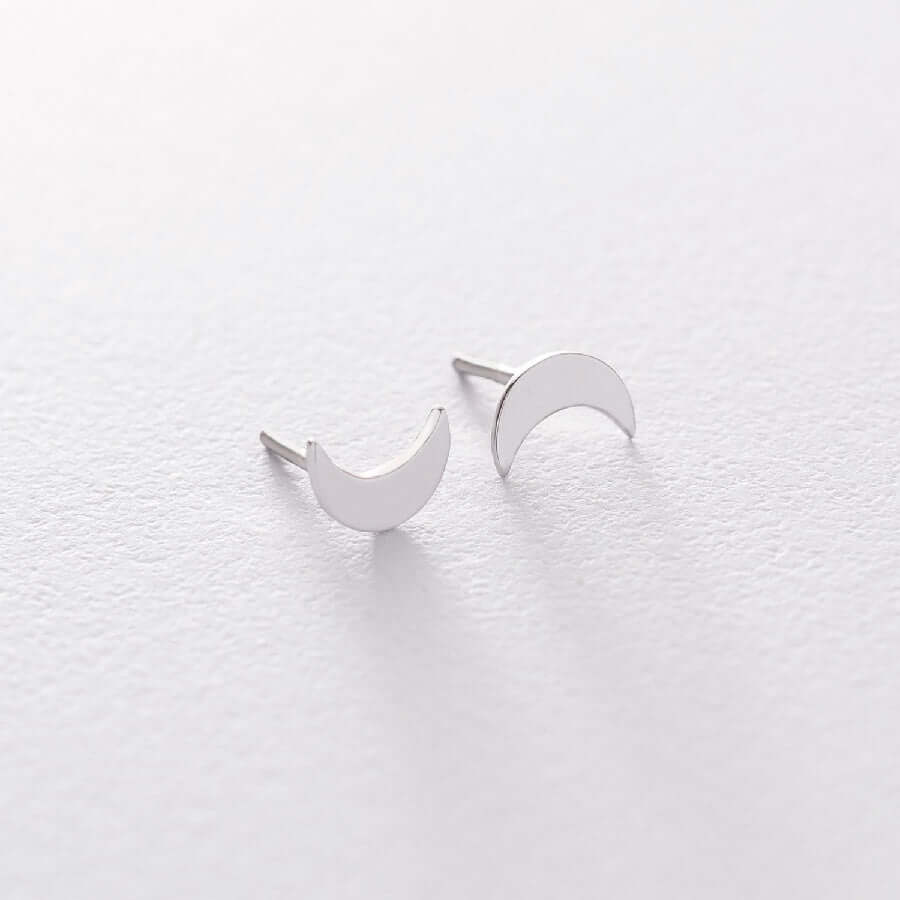 Small Luna Studs 925 Silver Delicate Crescent Moon Earrings