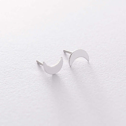 Small Luna Studs 925 Silver Delicate Crescent Moon Earrings