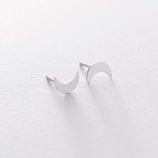 Small Luna Studs 925 Silver Delicate Crescent Moon Earrings