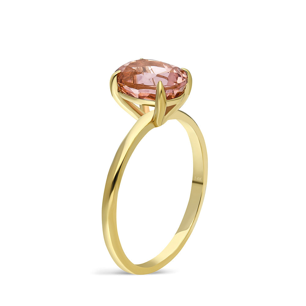 Blush Pink Oval Morganite 14k Solid Gold Ring