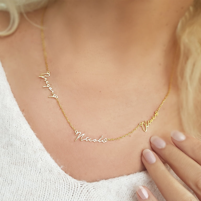 Multiple Name Necklace 18k Gold Plated Jewelry