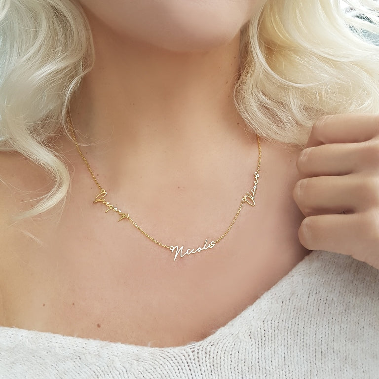 Multiple Name Necklace 18k Gold Plated Jewelry