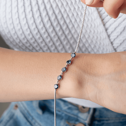 Mystic Topaz 5-Stone Bracelet with Silver Box Link Chain