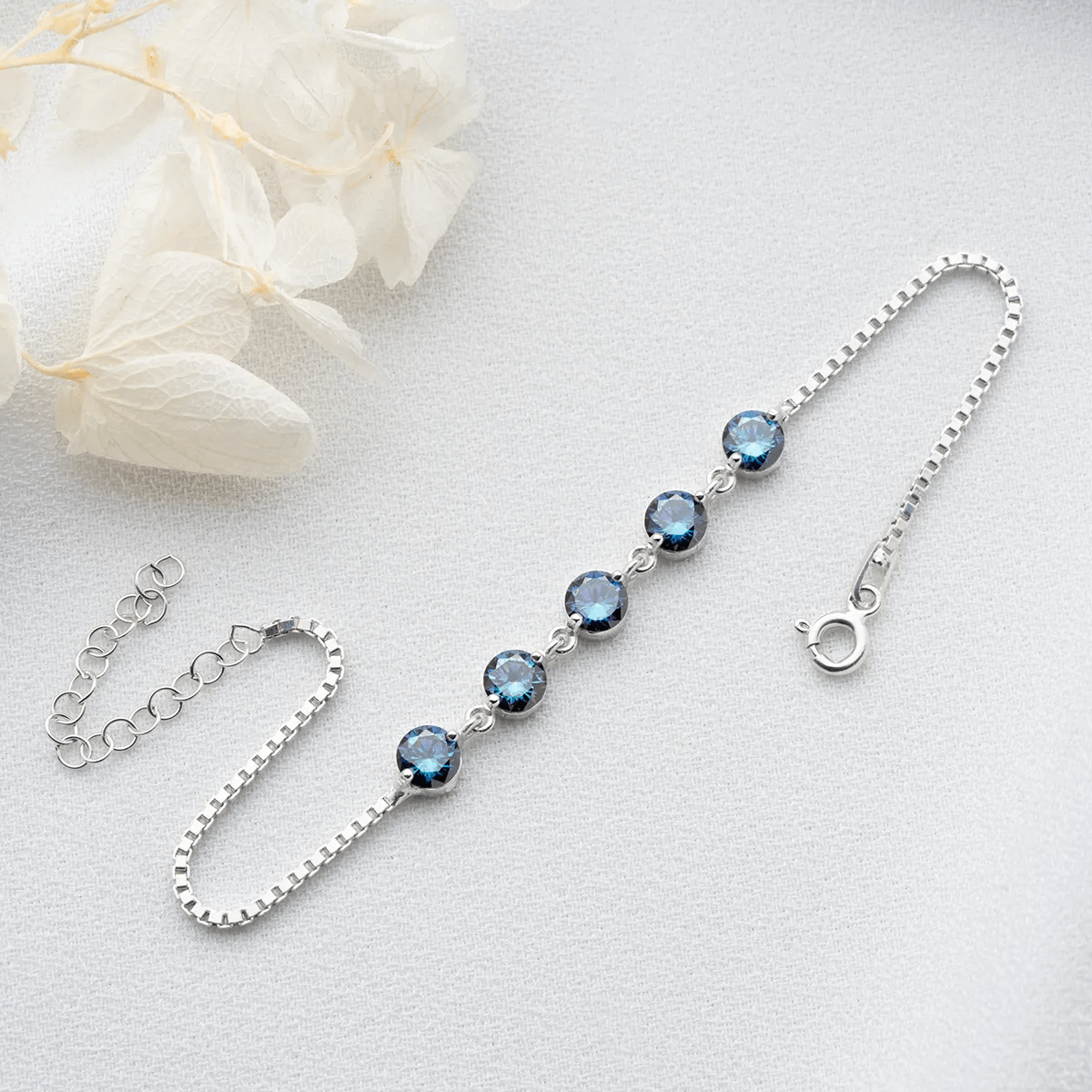 Mystic Topaz 5-Stone Bracelet with Silver Box Link Chain