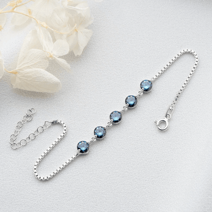 Mystic Topaz 5-Stone Bracelet with Silver Box Link Chain