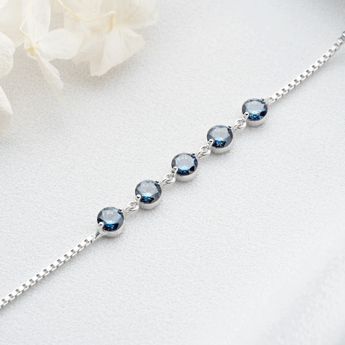 Mystic Topaz 5-Stone Bracelet with Silver Box Link Chain