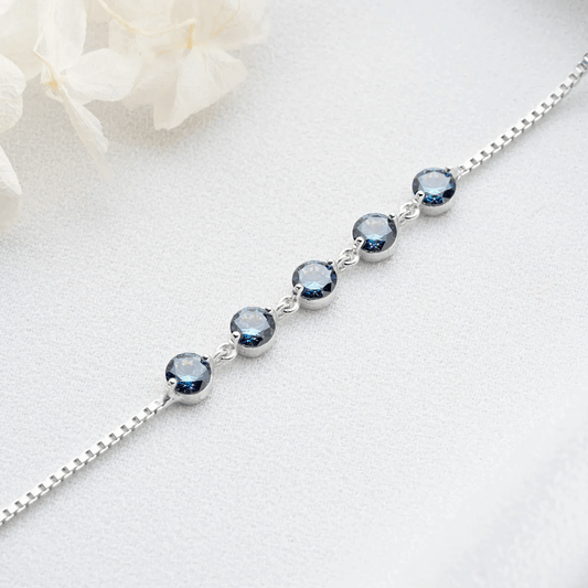 Mystic Topaz 5-Stone Bracelet with Silver Box Link Chain